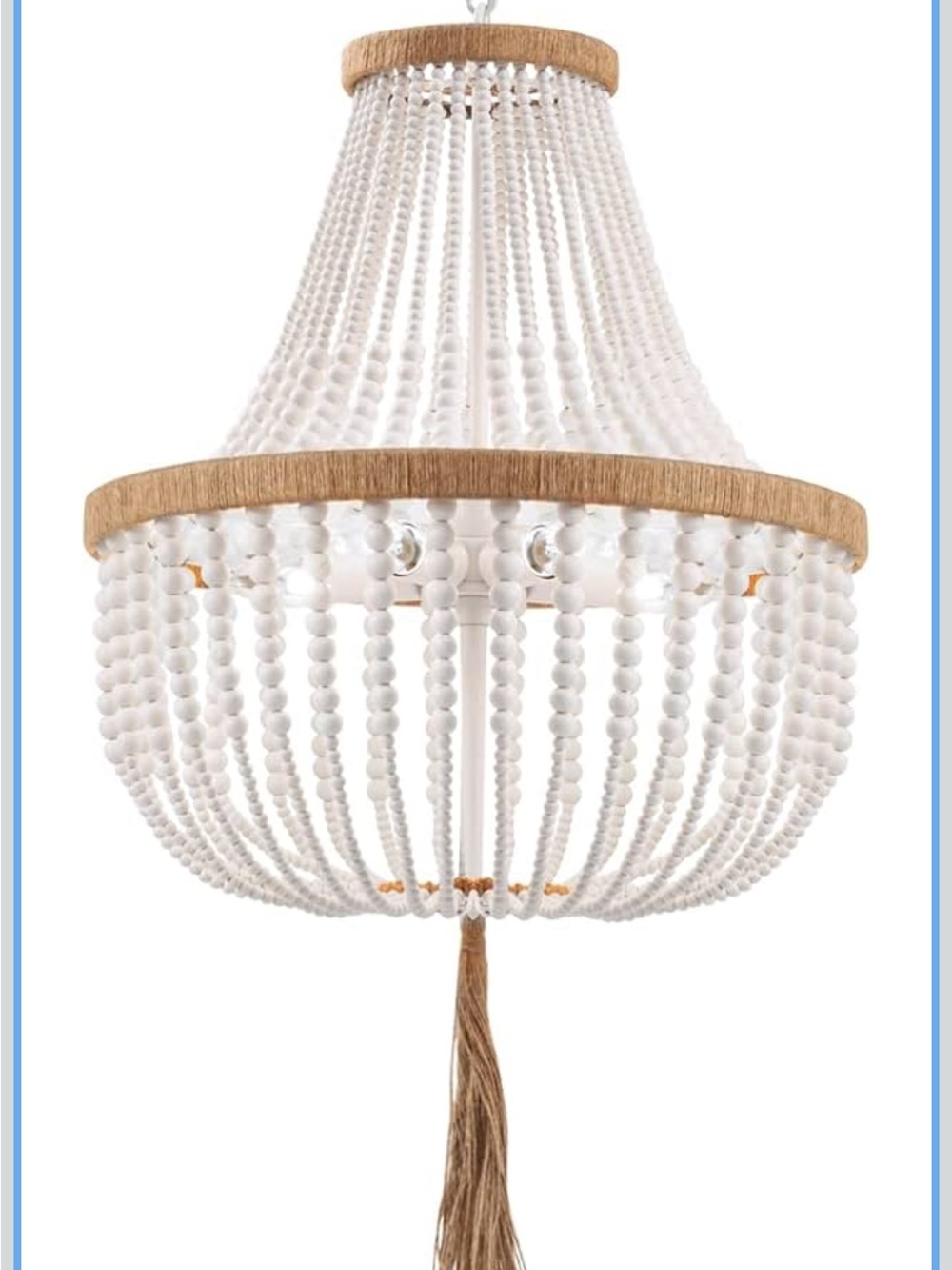 4 Lights Wood Beaded Farmhouse
Chandelier with Tassels Bohemia Antique